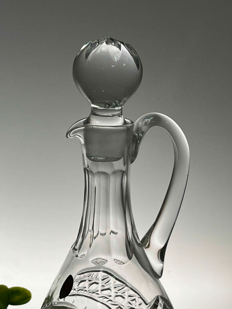 Графин с ручкой и крышкой Бориславский ХЗ. Хрусталь, рис от формы, алмаз грань этикетка. Цена за 1ш. Картинка 4